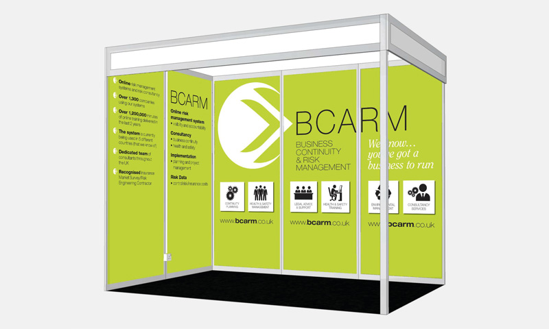A graphic template of the exhibition display for Business Continuity and Risk Management